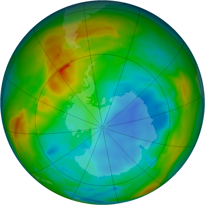 Antarctic ozone map for 20 July 2007